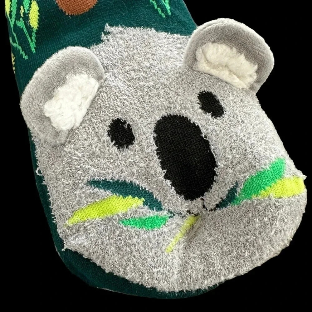 NWT Slipper Socks Teen‎ Koala Bear Australia Cozy Warm Fluffy New Green